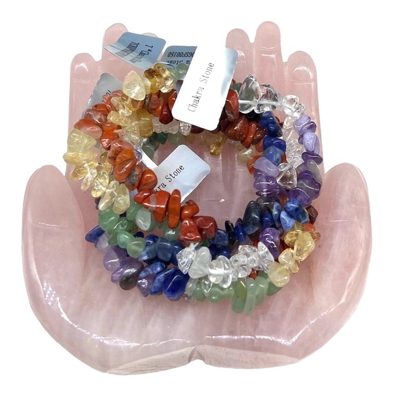 7 Stone Chakra Gemstone Chips Beaded Stretch Bracelet Natural Stone Chip Beads - Picture 3 of 6